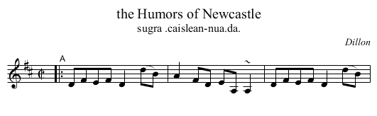 the Humors of Newcastle - staff notation