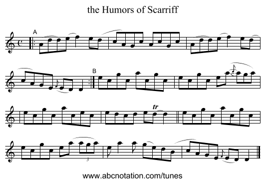 the Humors of Scarriff - staff notation