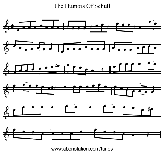 The Humors Of Schull - staff notation