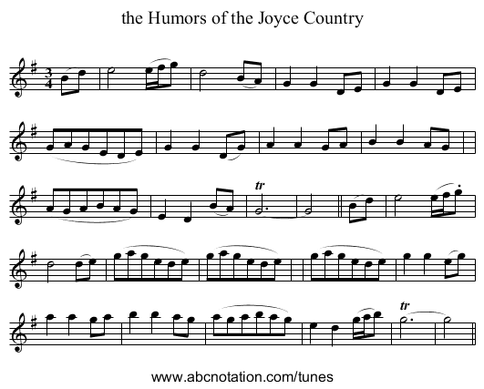 the Humors of the Joyce Country - staff notation