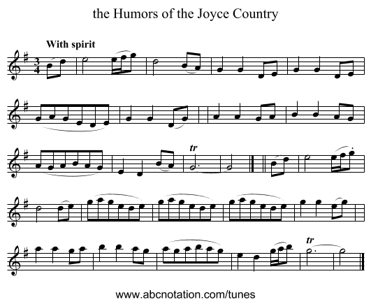 the Humors of the Joyce Country - staff notation