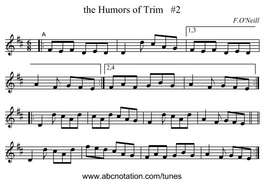 the Humors of Trim   #2 - staff notation