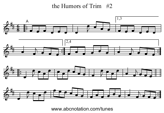 the Humors of Trim #2 - staff notation