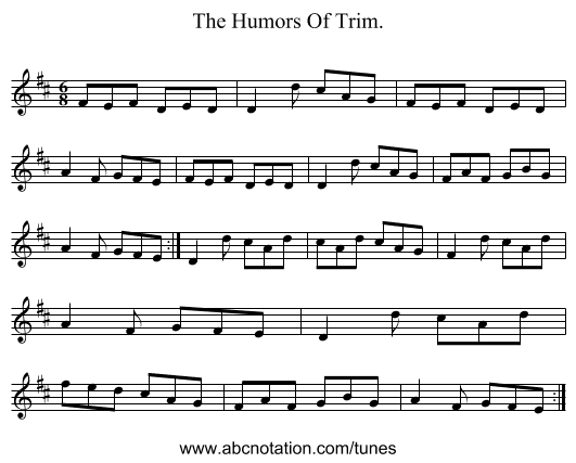 The Humors Of Trim. - staff notation