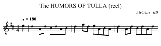 The HUMORS OF TULLA (reel) - staff notation