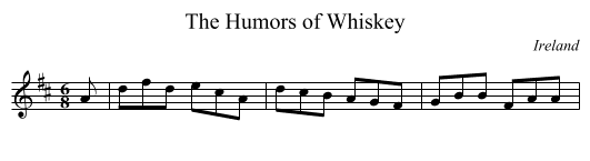 The Humors of Whiskey - staff notation