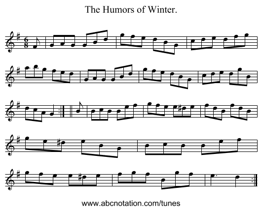 The Humors of Winter. - staff notation