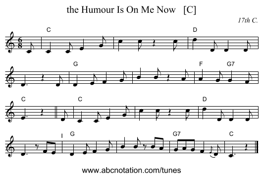 the Humour Is On Me Now   [C] - staff notation