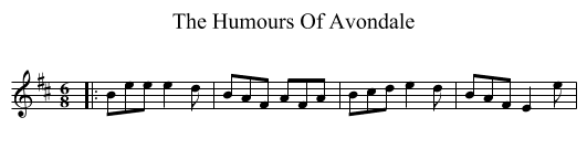 The Humours Of Avondale - staff notation