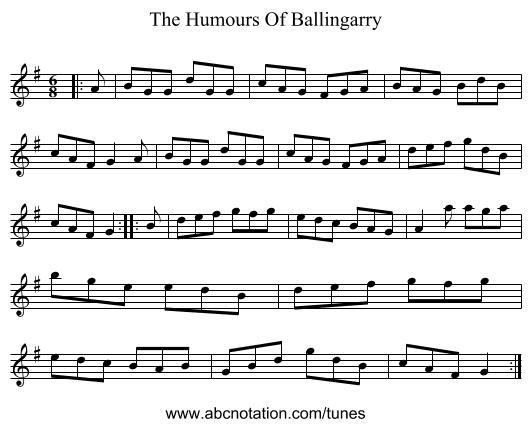 The Humours Of Ballingarry - staff notation
