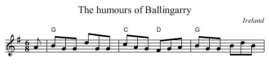 The humours of Ballingarry - staff notation