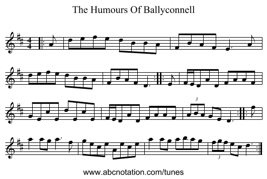 The Humours Of Ballyconnell - staff notation