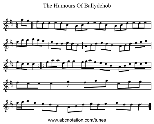 The Humours Of Ballydehob - staff notation