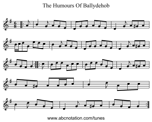 The Humours Of Ballydehob - staff notation