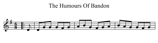 The Humours Of Bandon - staff notation
