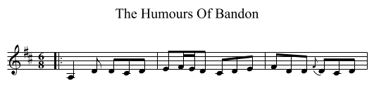 The Humours Of Bandon - staff notation