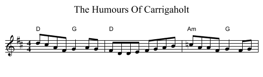 The Humours Of Carrigaholt - staff notation