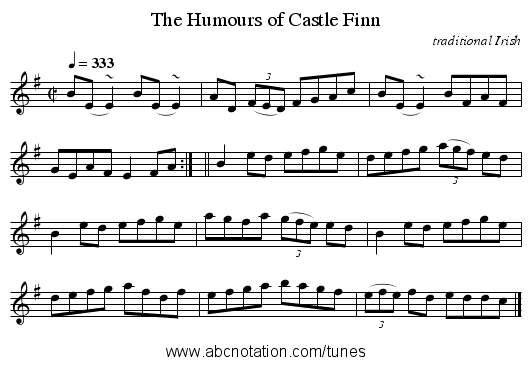 The Humours of Castle Finn - staff notation