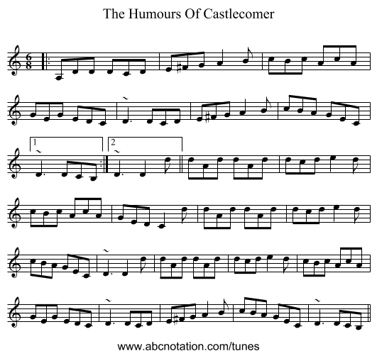 The Humours Of Castlecomer - staff notation