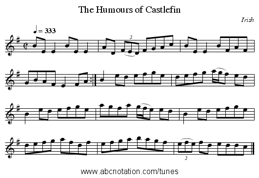 The Humours of Castlefin - staff notation