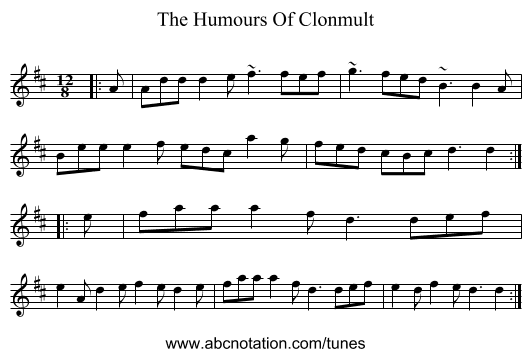 The Humours Of Clonmult - staff notation
