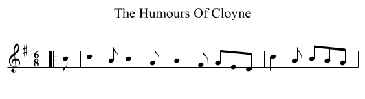The Humours Of Cloyne - staff notation