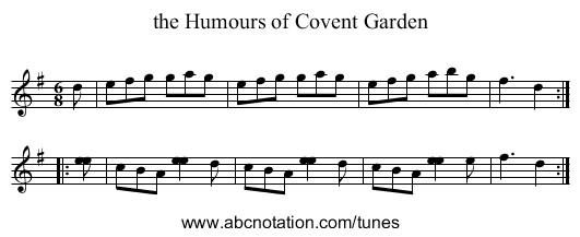the Humours of Covent Garden - staff notation