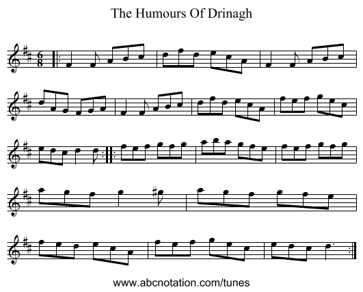 The Humours Of Drinagh - staff notation