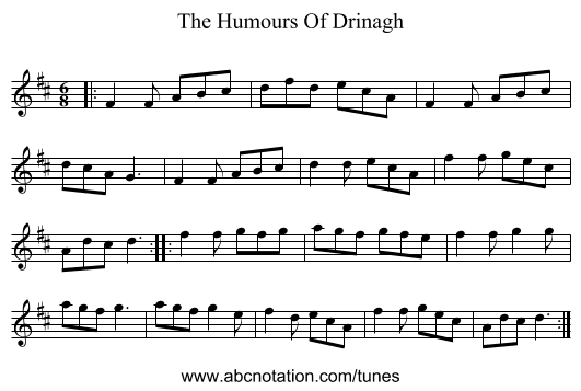 The Humours Of Drinagh - staff notation