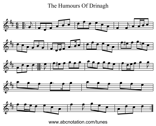 The Humours Of Drinagh - staff notation