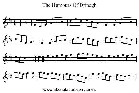 The Humours Of Drinagh - staff notation