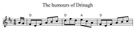 The humours of Drinagh - staff notation