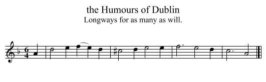 the Humours of Dublin - staff notation