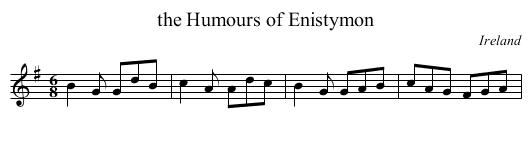 the Humours of Enistymon - staff notation