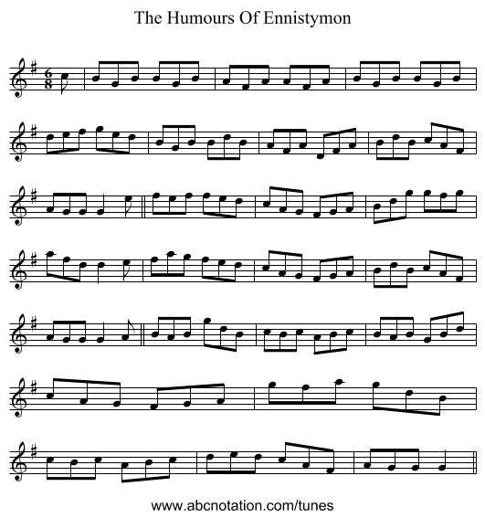 The Humours Of Ennistymon - staff notation