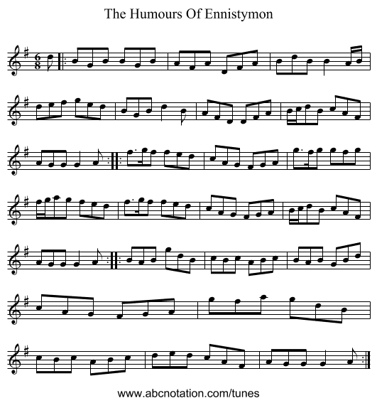 The Humours Of Ennistymon - staff notation