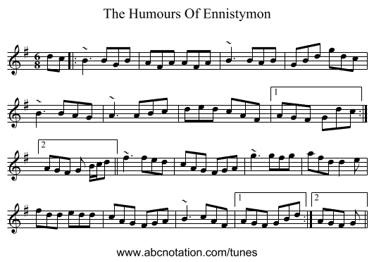 The Humours Of Ennistymon - staff notation