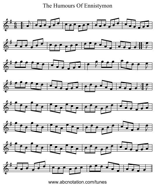 The Humours Of Ennistymon - staff notation