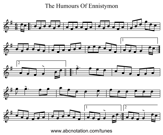 The Humours Of Ennistymon - staff notation