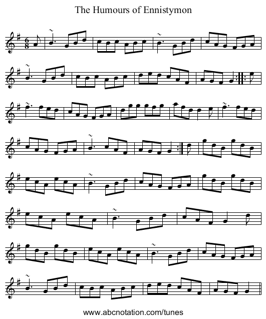 The Humours of Ennistymon - staff notation