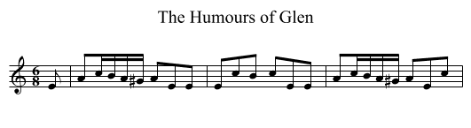 The Humours of Glen - staff notation