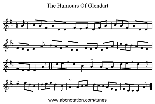 The Humours Of Glendart - staff notation