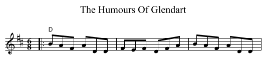 The Humours Of Glendart - staff notation