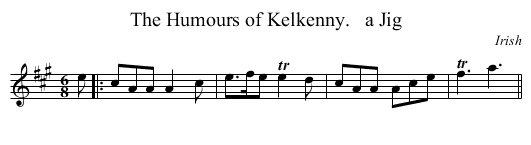 The Humours of Kelkenny.   a Jig - staff notation