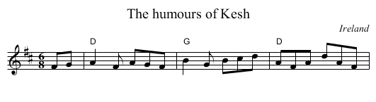 The humours of Kesh - staff notation