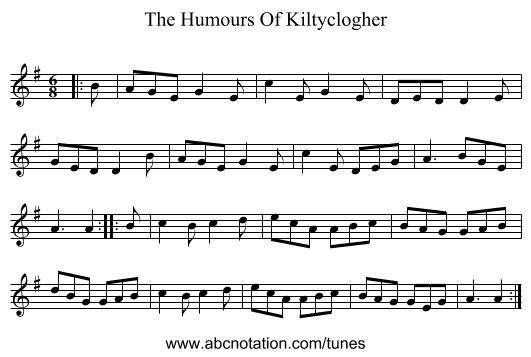 The Humours Of Kiltyclogher - staff notation