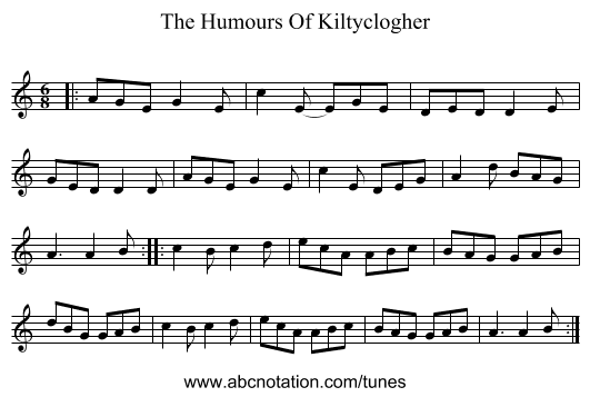 The Humours Of Kiltyclogher - staff notation