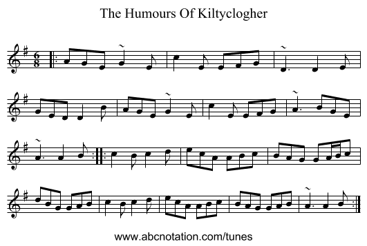 The Humours Of Kiltyclogher - staff notation