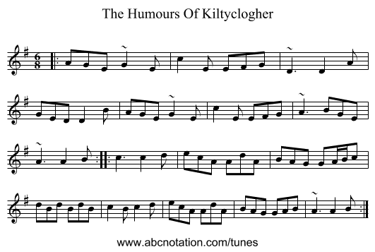 The Humours Of Kiltyclogher - staff notation
