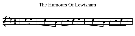 The Humours Of Lewisham - staff notation